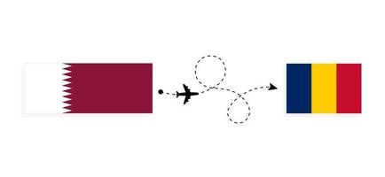 flug und reise von katar nach tschad mit passagierflugzeug-reisekonzept vektor