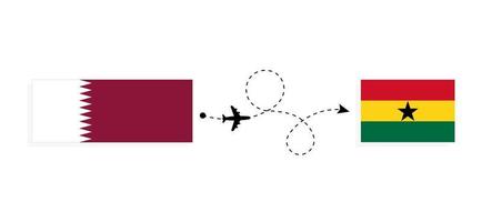flyg och resa från qatar till ghana förbi passagerare flygplan resa begrepp vektor