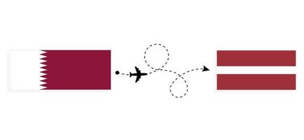 flyg och resa från qatar till lettland förbi passagerare flygplan resa begrepp vektor