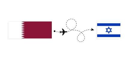 flyg och resa från qatar till Israel förbi passagerare flygplan resa begrepp vektor