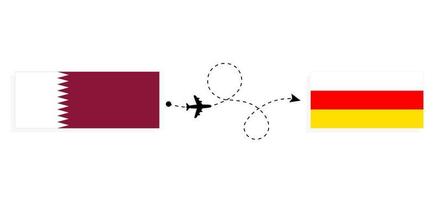 flug und reise von katar nach südossetien mit dem reisekonzept für passagierflugzeuge vektor