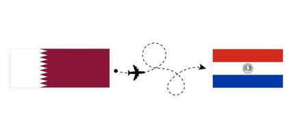 Flug und Reise von Katar nach Paraguay mit dem Reisekonzept des Passagierflugzeugs vektor