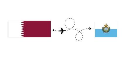 flyg och resa från qatar till san marino förbi passagerare flygplan resa begrepp vektor