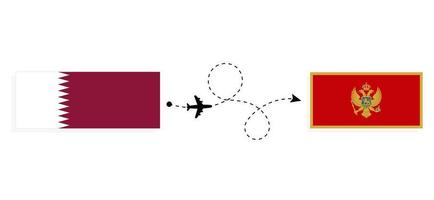 flug und reise von katar nach montenegro mit dem reisekonzept des passagierflugzeugs vektor