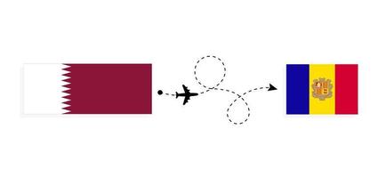 flyg och resa från qatar till andorra förbi passagerare flygplan resa begrepp vektor