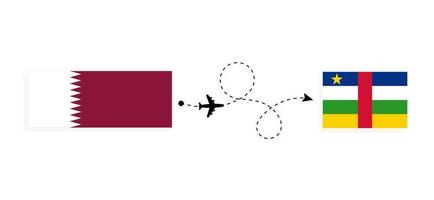 flyg och resa från qatar till central afrikansk republik förbi passagerare flygplan resa begrepp vektor