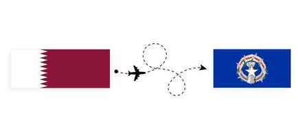 flyg och resa från qatar till nordlig mariana öar förbi passagerare flygplan resa begrepp vektor