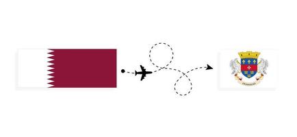 flyg och resa från qatar till helgon barthelemy förbi passagerare flygplan resa begrepp vektor