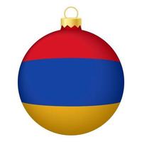 jul träd boll med armenia flagga. ikon för jul Semester vektor