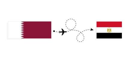 flyg och resa från qatar till egypten förbi passagerare flygplan resa begrepp vektor
