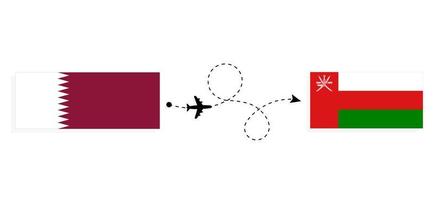 flug und reise von katar nach oman mit dem reisekonzept des passagierflugzeugs vektor