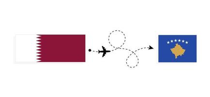 flyg och resa från qatar till kosovo förbi passagerare flygplan resa begrepp vektor