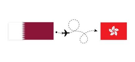 flyg och resa från qatar till hong kong förbi passagerare flygplan resa begrepp vektor