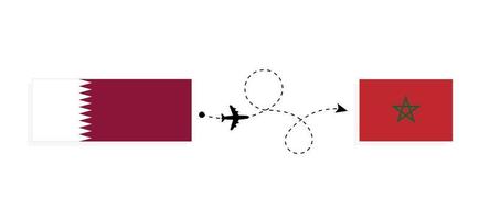 flyg och resa från qatar till marocko förbi passagerare flygplan resa begrepp vektor