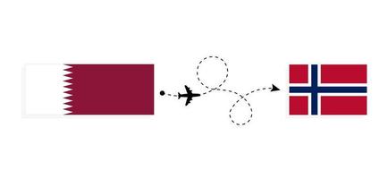 flyg och resa från qatar till Norge förbi passagerare flygplan resa begrepp vektor