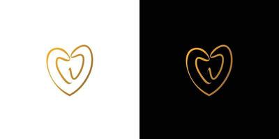 unik och modern tandläkare kärlek logotyp design vektor