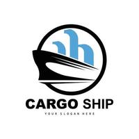 frakt fartyg logotyp, snabb frakt fartyg vektor, segelbåt, design för fartyg tillverkning företag, vattenväg segling, marin fordon, transport, logistik vektor