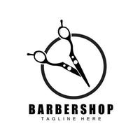 Scheren-Logo-Design, Barbershop-Rasierer-Vektor, Babershop-Scheren-Markenillustration vektor