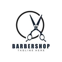 Scheren-Logo-Design, Barbershop-Rasierer-Vektor, Babershop-Scheren-Markenillustration vektor