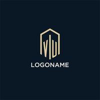 vu initiales Monogramm-Logo mit sechseckigem Formstil, Inspiration für Designideen für Immobilienlogos vektor