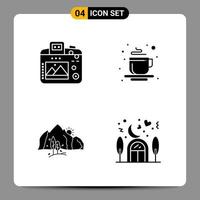 4 svart ikon packa glyf symboler tecken för mottaglig mönster på vit bakgrund 4 ikoner uppsättning kreativ svart ikon vektor bakgrund