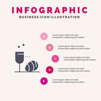 Glas Ei Ostern Getränk solide Symbol Infografiken 5 Schritte Präsentationshintergrund vektor