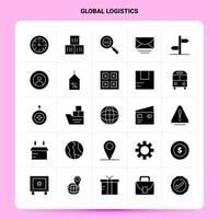 solide 25 globale Logistik-Icon-Set Vektor-Glyphen-Stil Design schwarze Icons Set Web- und Mobile-Business-Ideen-Design-Vektor-Illustration vektor