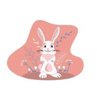påsk söt tecknad serie kanin, vektor illustration. eps 10