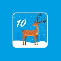 Adventskalender. Weihnachtsfeiertagskarten für den Countdown am 10. Dezember vektor