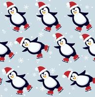 pingviner sömlös mönster. söt bebis pingviner i vinter- Kläder och hattar, jul arktisk djur, barn textil- eller tapet vektor textur.