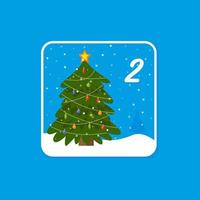 Adventskalender. Weihnachtsfeiertagsfeierkarten für den Countdown am 2. Dezember vektor