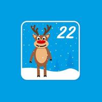 Adventskalender. Weihnachtsfeiertagskarten für den Countdown am 22. Dezember vektor