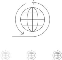 global företag företag nätverk global djärv och tunn svart linje ikon uppsättning vektor