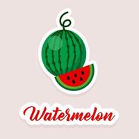 söt vektor klistermärke frukt vattenmelon ikoner. platt stil.