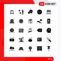 Stock Vector Icon Pack mit 25 Zeilen Zeichen und Symbolen für Rohre Chemie Spritze Schule traurige editierbare Vektordesign-Elemente