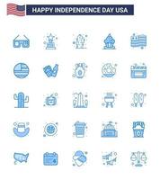 Lycklig oberoende dag packa av 25 blues tecken och symboler för flagga tacksägelse blomma ljuv efterrätt redigerbar USA dag vektor design element
