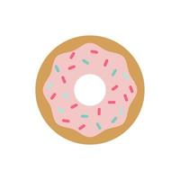 bunter leckerer Donut der Karikatur lokalisiert auf weißem Hintergrund. glasierte Donut-Draufsicht für Kuchencafédekoration oder Menüentwurf. flache Illustration des Vektors vektor