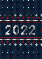 neues jahr nahtloses strickmuster mit der nummer 2022. strickpullover design. Wolle gestrickte Textur. Vektor-Illustration vektor