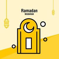 ramadan kareem hälsning mall islamic halvmåne och arabicum lykta vektor illustration