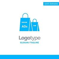 reklam väska handväska handla ad handla blå fast logotyp mall plats för Tagline vektor