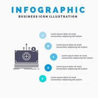 pengar dollar medicinsk överföra fast ikon infographics 5 steg presentation bakgrund vektor