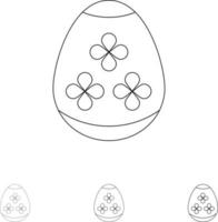 Osterei Ei Feiertage Fett und dünne schwarze Linie Symbolsatz vektor