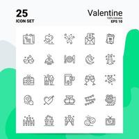 25 Valentinstag-Icon-Set 100 bearbeitbare Eps 10 Dateien Business-Logo-Konzept-Ideen-Line-Icon-Design vektor