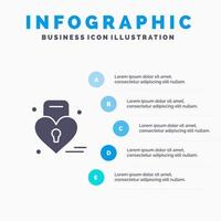 Schloss Liebe Herz Hochzeit solide Symbol Infografiken 5 Schritte Präsentationshintergrund vektor