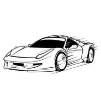 sportwagen schwarz-weiß-illustration vektor