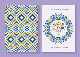 elegant gränsmönster islamiska gratulationskort vektor