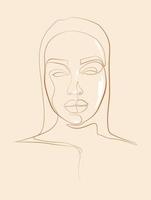 kvinna ansikte kontinuerlig linje teckning. abstrakt minimal kvinna porträtt. vektor