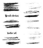 gemalte Grunge-Streifen gesetzt. pinselstriche vector.hand gezeichnete tintenillustration lokalisiert auf weißem hintergrund vektor
