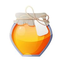 Honigglas auf isoliertem Hintergrund. schöne Dekoration der Honigverpackung mit einem Seil mit einem Etikett vektor