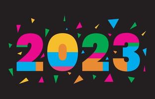 2023-Nummer mit buntem Neon, geeignet für Kalenderkopf, Poster oder Grußkarte vektor